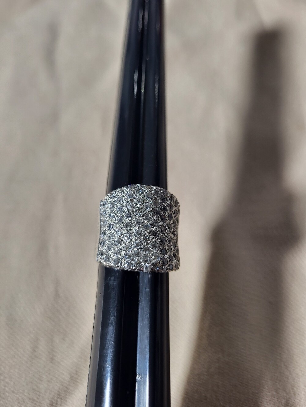 925 Sterling Silver Pavé Wide Band Ring - Women's Jewelry Sz 6.5 Pre-loved